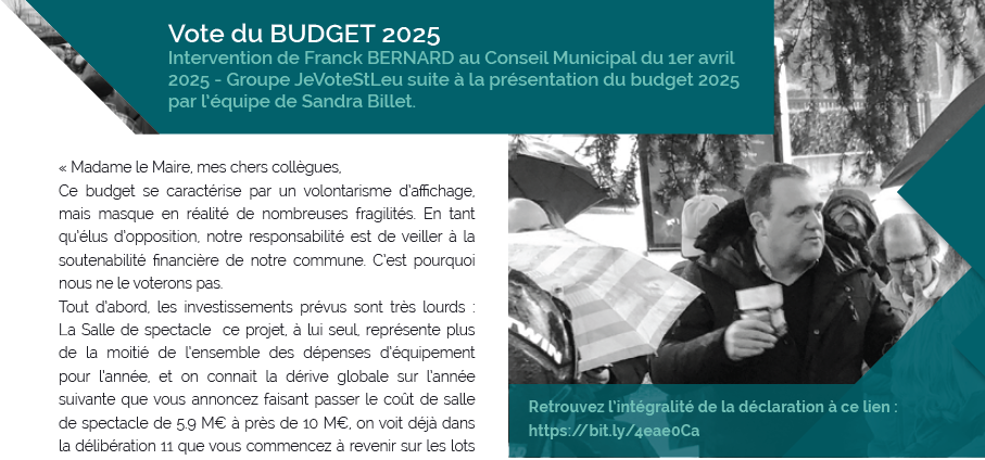 Budget 2025 – Nous votons contre – Déclaration de Franck BERNARD
